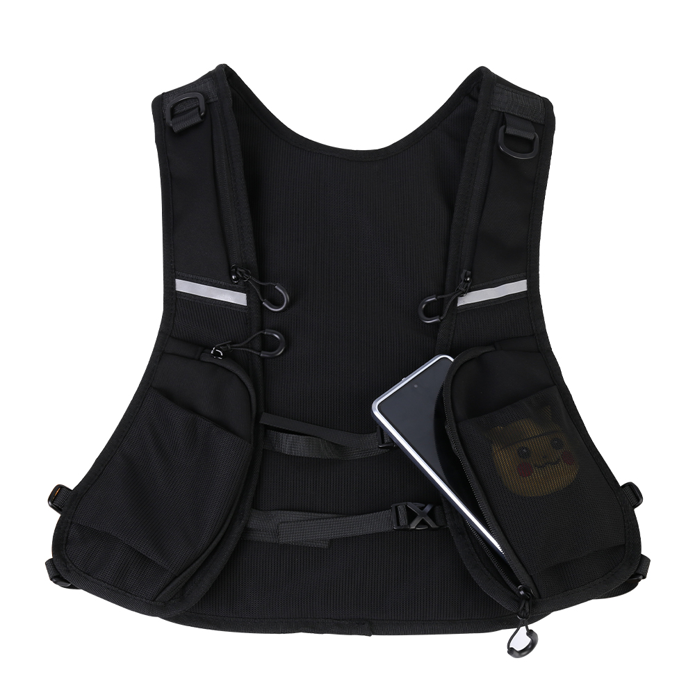Cycling Running Vest Bag Reflective Hydration Vest Storage Bag Lightweight Backpack - Black