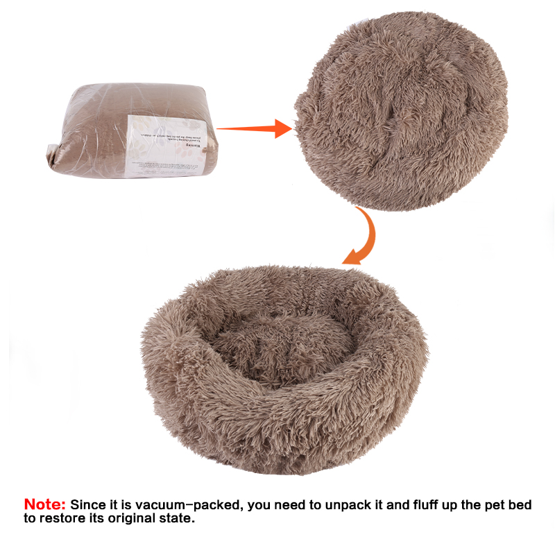 Detachable and Washable Comfy Donut Extra Large Dog Cat Beds Warm Bed Pet Round Plush Puppy Beds - 100cm Light Grey
