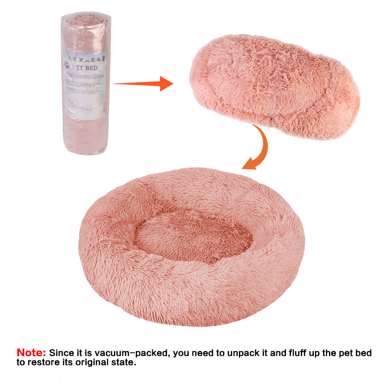 Detachable and Washable Comfy Donut Extra Large Dog Cat Beds Warm Bed Pet Round Plush Puppy Beds - 80cm Pink