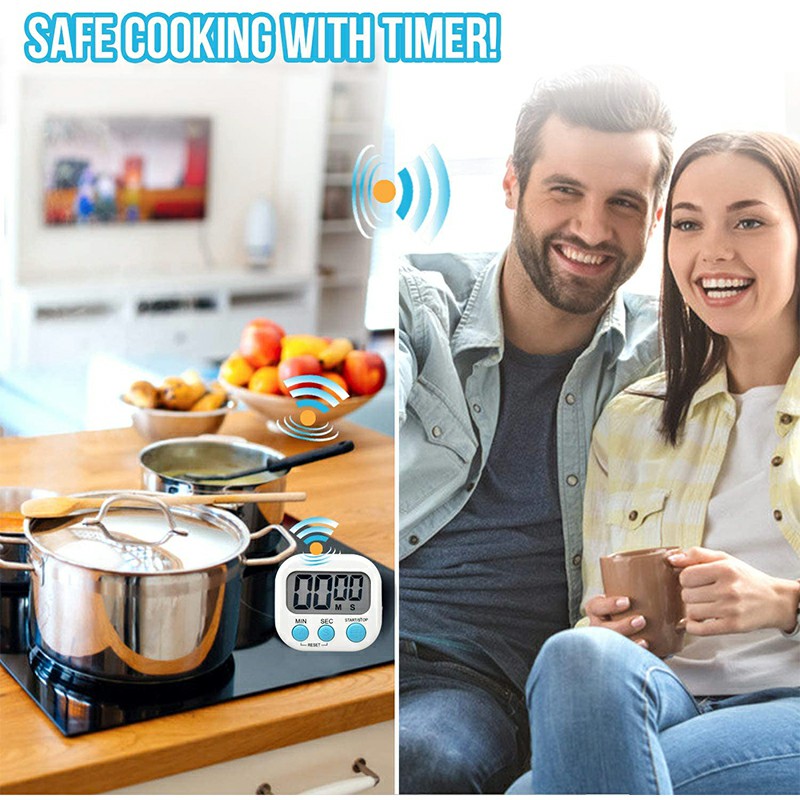 Digital Kitchen Timers with Loud Alarm for Cooking Baking Workout Sports Games - White