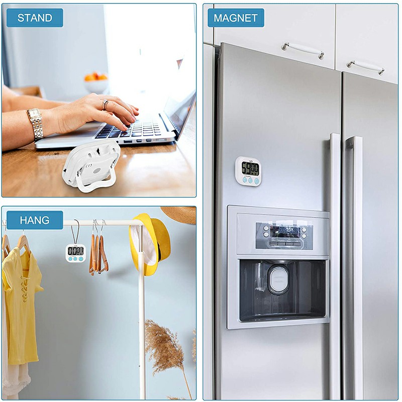 Digital Kitchen Timers with Loud Alarm for Cooking Baking Workout Sports Games - White