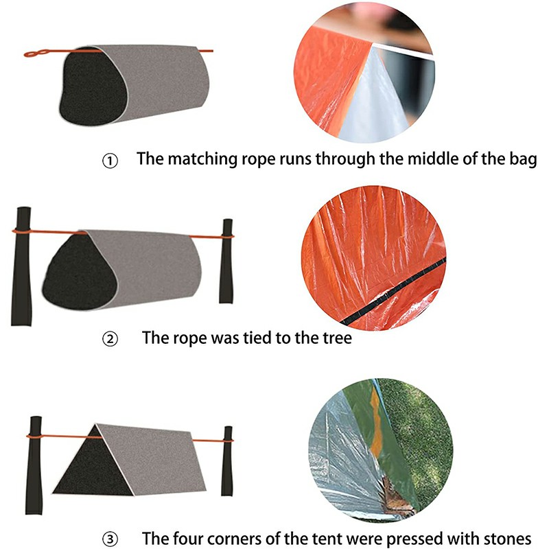 Disposable Shelter Tent Outdoor Ultralight Portable Camping Shelter - Orange