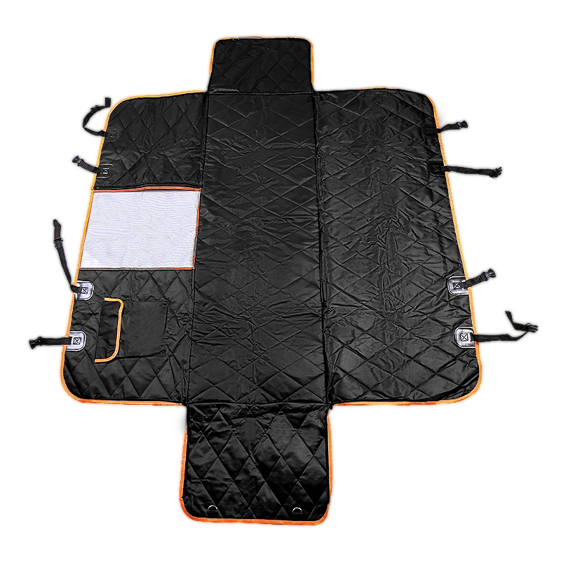 Dog Car Seat Cover Heavy Duty 600D Waterproof Pet Mat Rear Back Seat Hammock - Black + Orange
