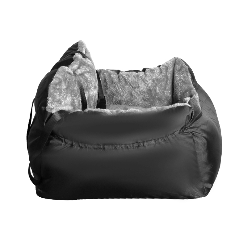 Dog Car Seat Plush Cosy Pet Car Booster Seat for Small Dogs and Cats with Storage Pocket and Safety Leash - Black