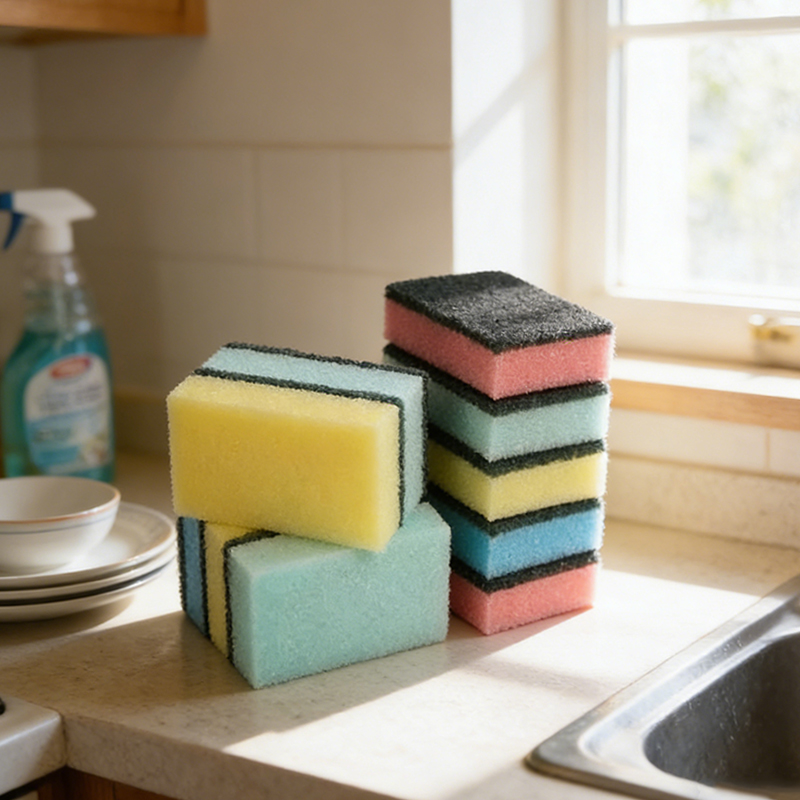 20PCS Dishwashing Sponge Double Sided Cleaning Scrub Kitchen Sponge Dishwashing Scourers for Kitchen BBQ 8 x 2 cm