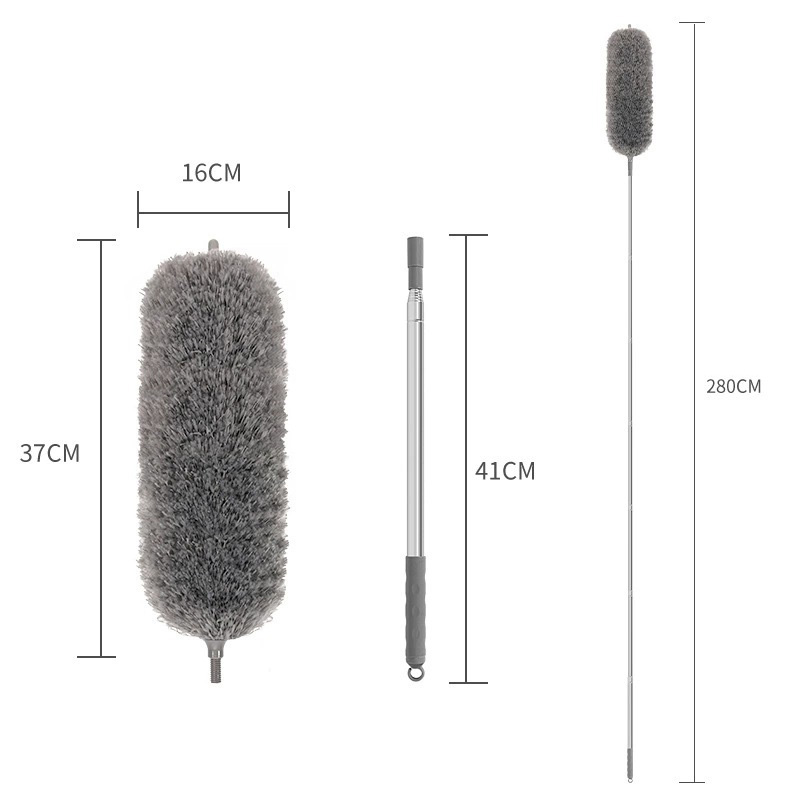 Extendable Feather Duster Long Duster Magic Cobweb Duster Brush - Grey