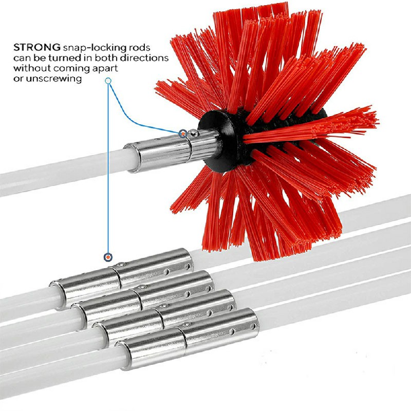 Flexible Chimney Sweep Set Flue Sweeping Brush and Rod Kit Soot Cleaning Rods