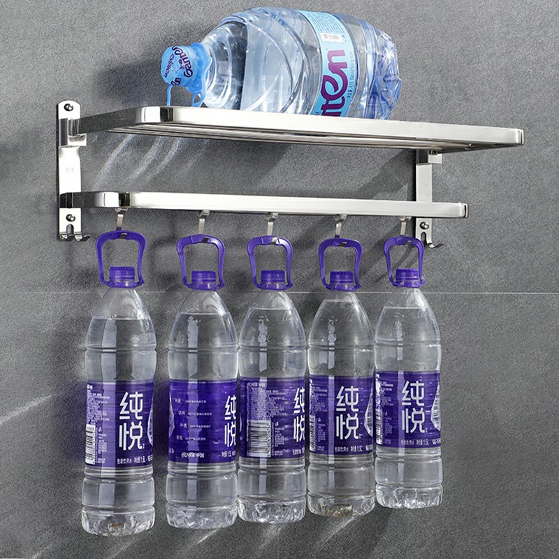 Foldable Bathroom Towel Rack Shower Floating Shelves Over the Toilet Storage Shelf Wall Mounted Hanging Shelves with Towel Rack for Bathroom Kitchen Living Room