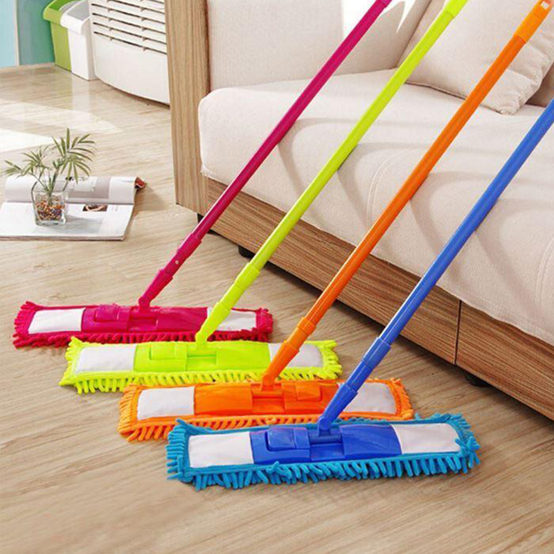 Folding and Adjustable 360 Plastic Microfibre Mop with Handle - Random Colour