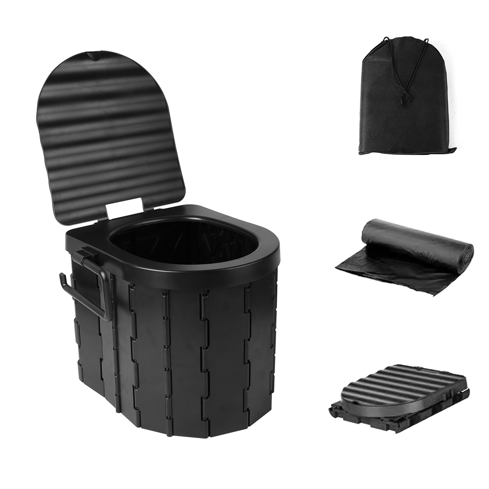 Folding Toilet Car Outdoor Travel Potty Portable for Camping Hiking Beach with 12 Garbage Bags
