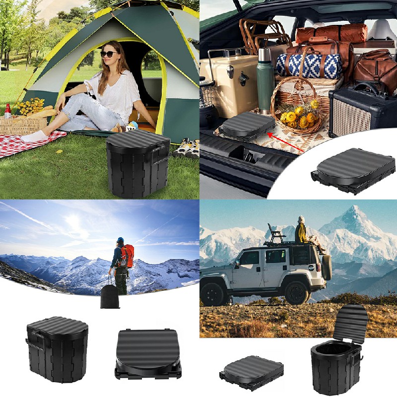 Folding Toilet Car Outdoor Travel Potty Portable for Camping Hiking Beach with 12 Garbage Bags