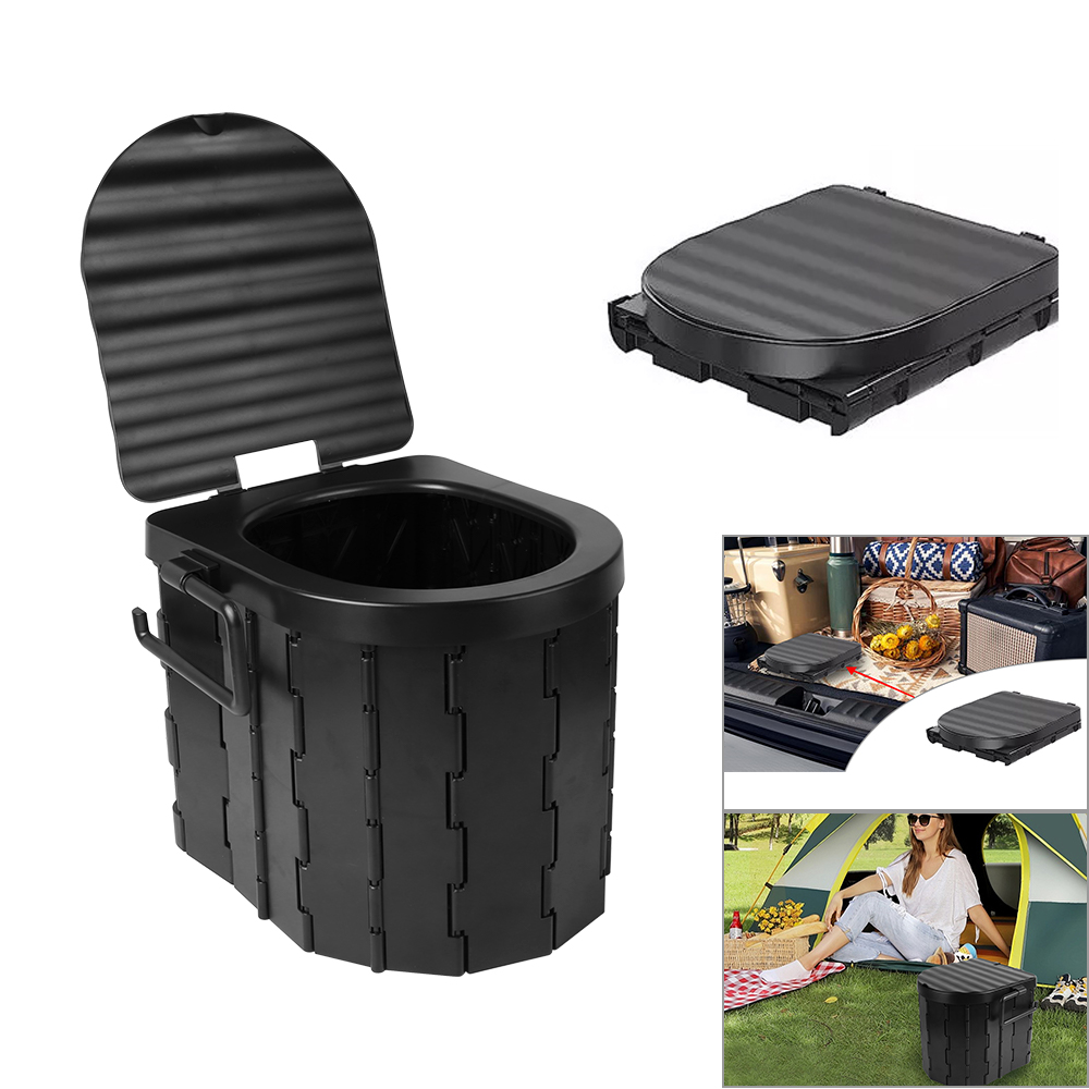 Folding Toilet Car Outdoor Travel Potty Portable for Camping Hiking Beach with 12 Garbage Bags