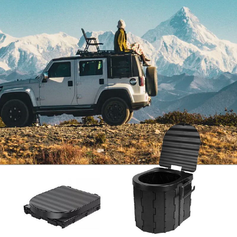 Folding Toilet Car Outdoor Travel Potty Portable for Camping Hiking Beach with 12 Garbage Bags