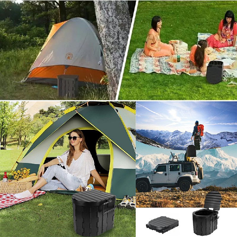Folding Toilet Car Outdoor Travel Potty Portable for Camping Hiking Beach with 12 Garbage Bags