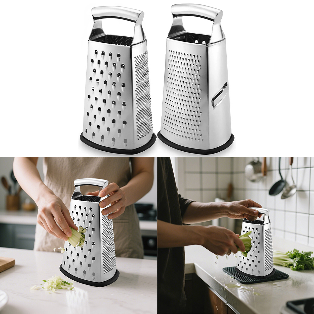 Food Grater 4-Sided Blades Stainless Steel Cheese Vegetable Grater BBQ