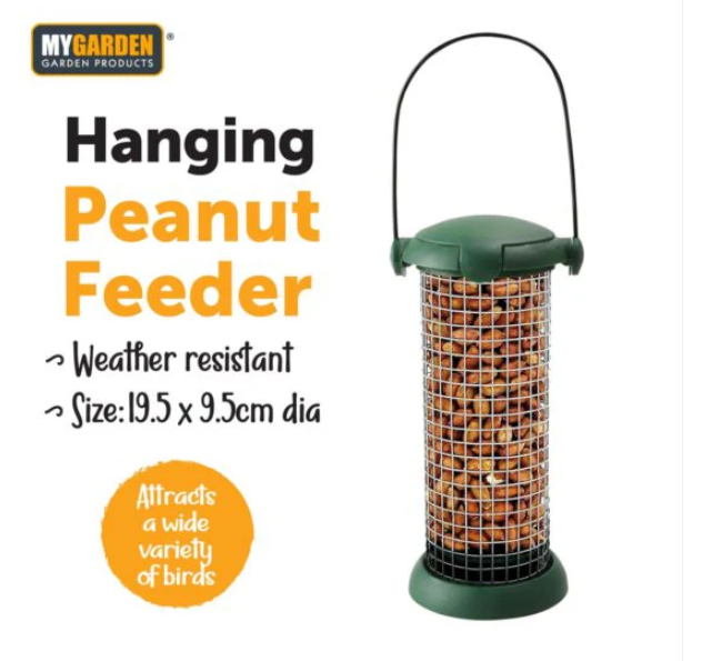 Garden Hanging Bird Peanut Feeder 19.5 x 9.5 cm - Green