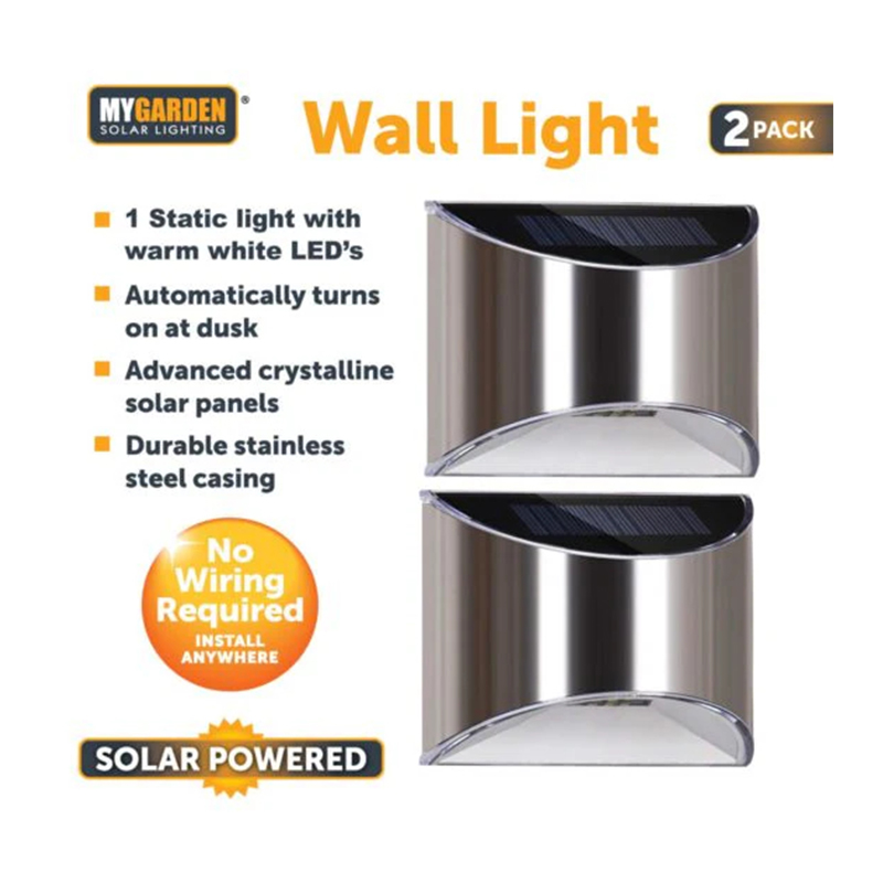 Garden Solar Powered Wall Light 2pk 10 x 8 x 5 cm