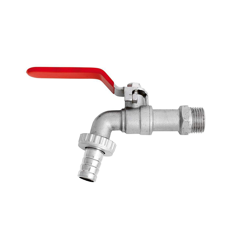 Wall-Mounted Outdoor Tap with 1/2 Outlet Valve Garden Water Tap Lever Type Valve RED Handle + Garden Hose Plug for Irrigation Water