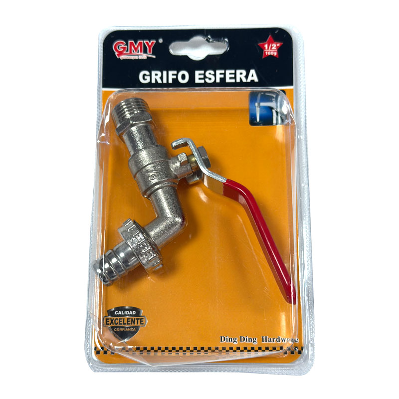 Wall-Mounted Outdoor Tap with 1/2 Outlet Valve Garden Water Tap Lever Type Valve RED Handle + Garden Hose Plug for Irrigation Water