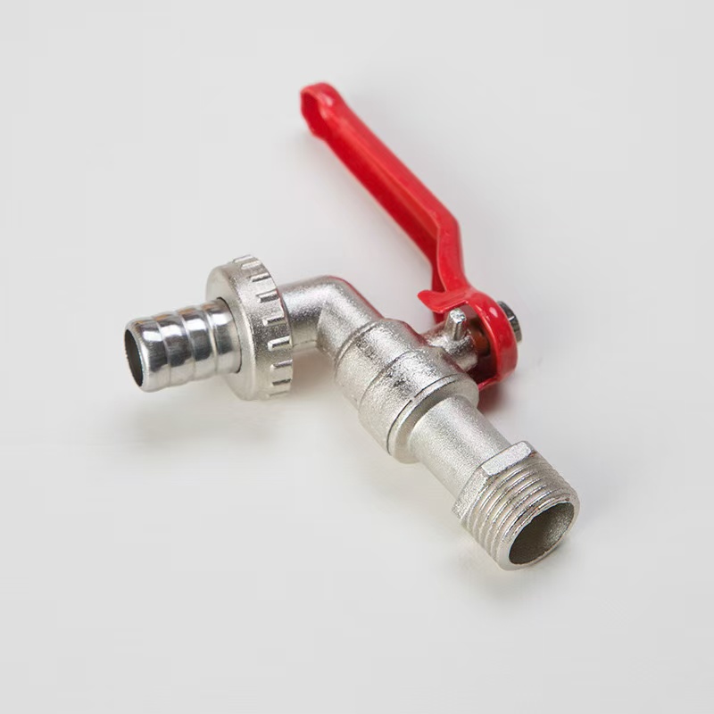 Wall-Mounted Outdoor Tap with 1/2 Outlet Valve Garden Water Tap Lever Type Valve RED Handle + Garden Hose Plug for Irrigation Water