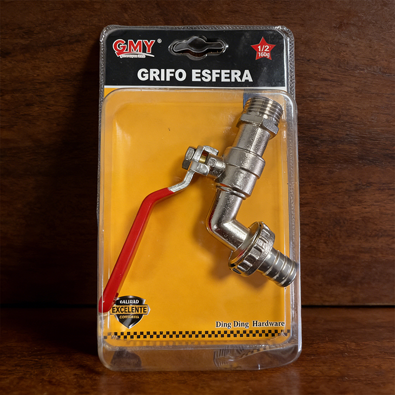 Wall-Mounted Outdoor Tap with 1/2 Outlet Valve Garden Water Tap Lever Type Valve RED Handle + Garden Hose Plug for Irrigation Water