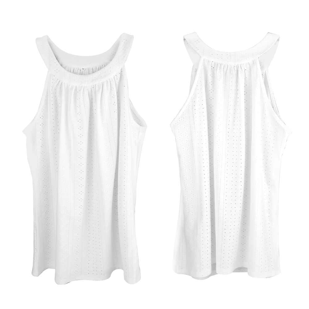 Girls Summer Halter Loose Vest Tank Tops Blouse Ladies Casual Sleeveless Shirt - M White