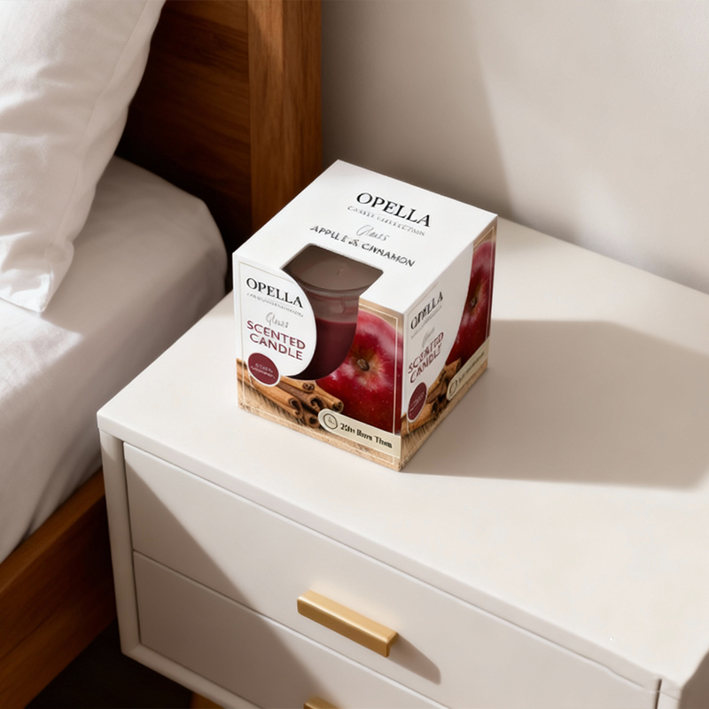 Glass Jar Scented Candle Apple and Cinnamon Fragrance Candles Long Lasting Christmas Gifts