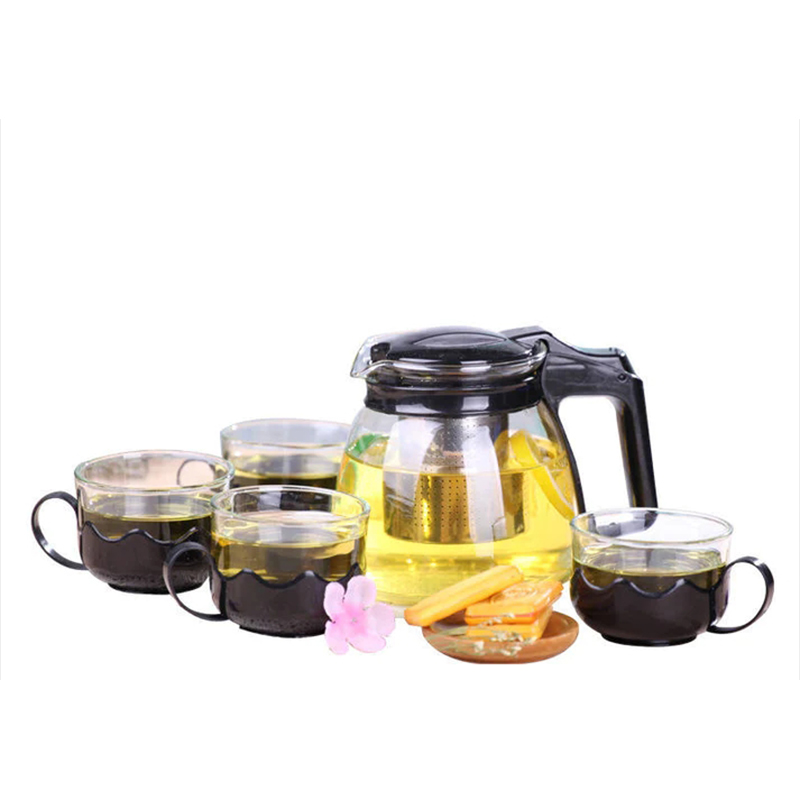 Glass Tea Pot Set Includes 4 Cups for Home and Kitchen