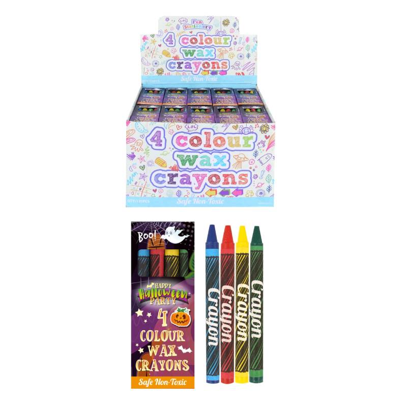 Halloween Mini Wax Crayon Packs (4pcs) Party Favours and Prizes