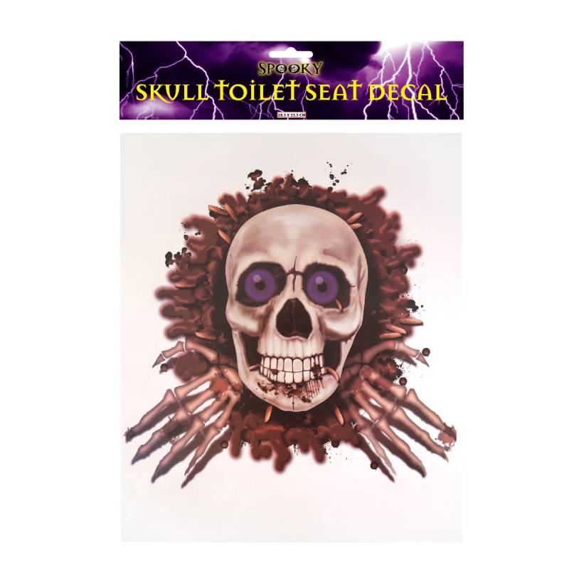 Halloween Toilet Seat Scary Skull Decal Festive Fun