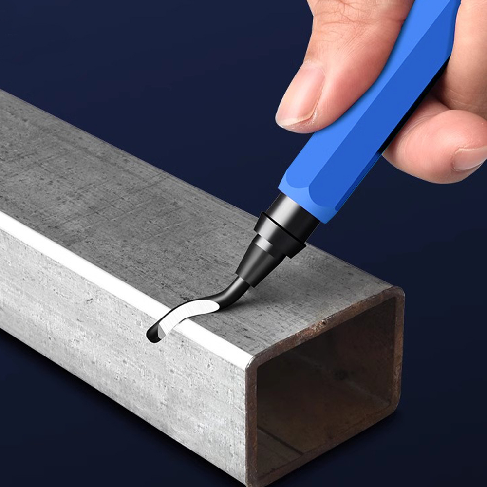 Hand Deburring Tool with 10 Pcs Spare Burr Removal Steel Blades - Blue