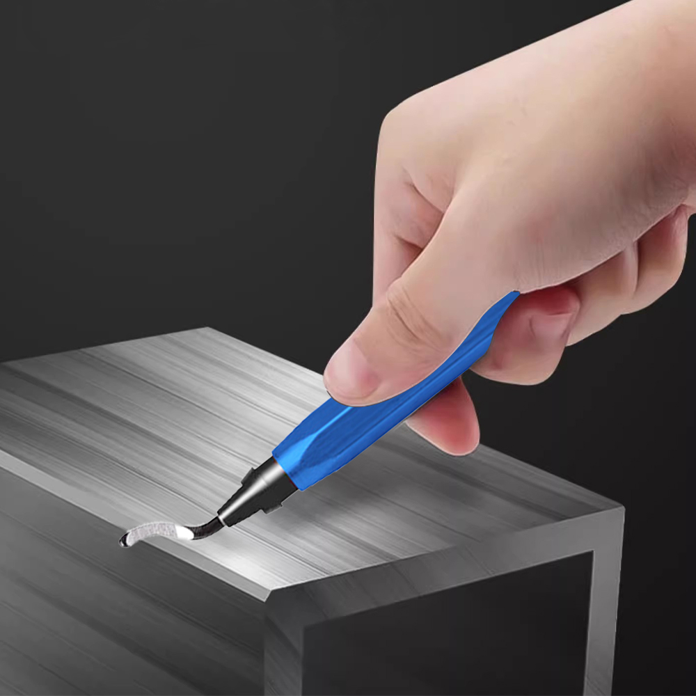 Hand Deburring Tool with 10 Pcs Spare Burr Removal Steel Blades - Blue