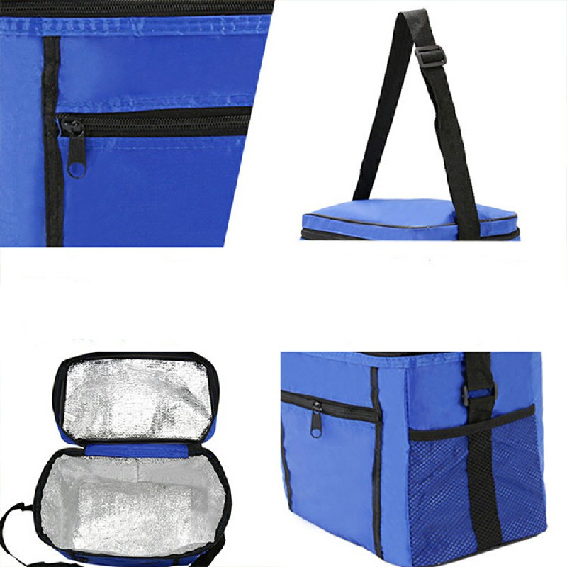 Hot Food Thermal Insulated Delivery Bags Aluminum Foil Cold Insulation Single-shoulder Thermal Bag - Blue
