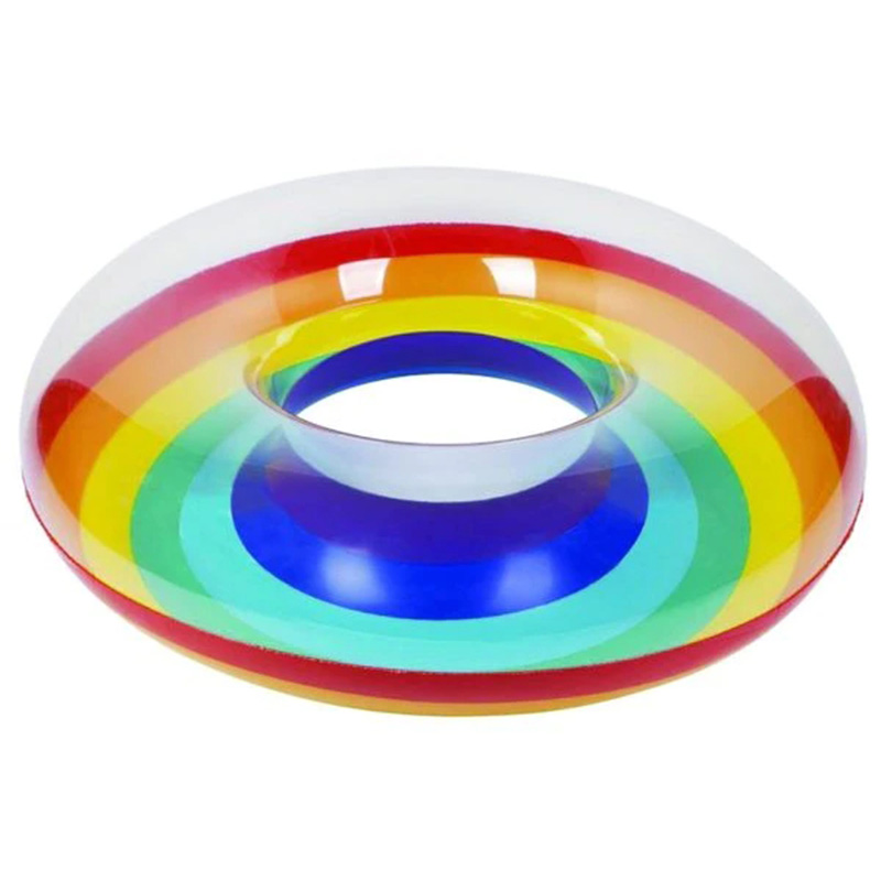 Inflatable Rainbow Swim Ring Rainbow Floats Inflatables Colorful Design Floating Ring 118cm Diameter