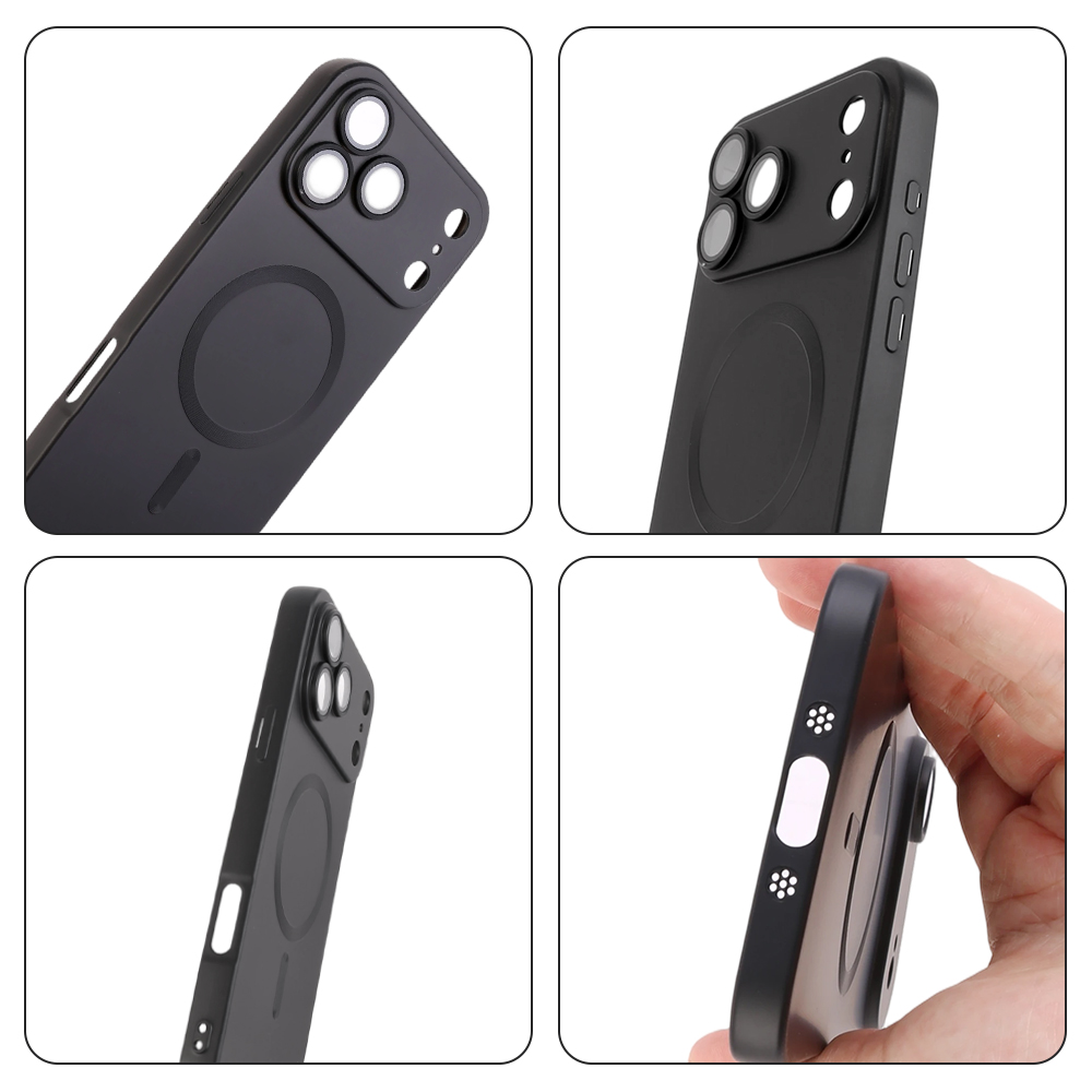 iPhone 17 Pro Max Case Shockproof Magnetic Silicone Case for Apple-Black