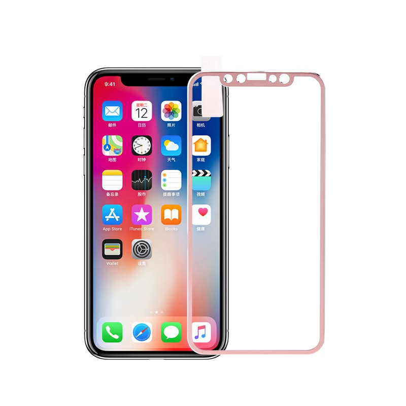 iPhone X/XS/11 Pro 3D Tempered Glass Metal Edge to Edge Screen Protector - Rose Gold