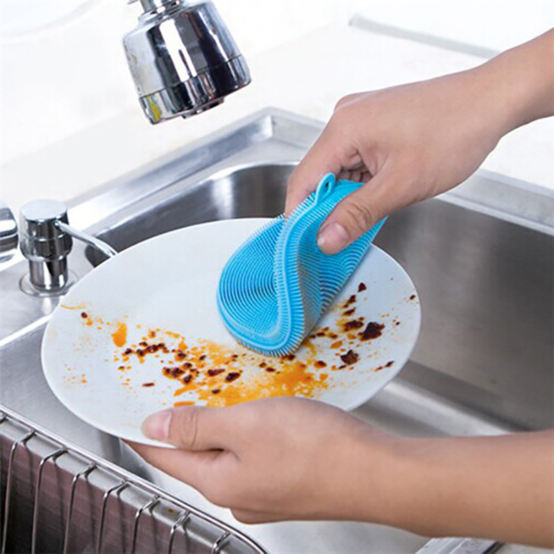 Kitchen Silicone Smart Sponge Brush Cleaning Tool - Blue