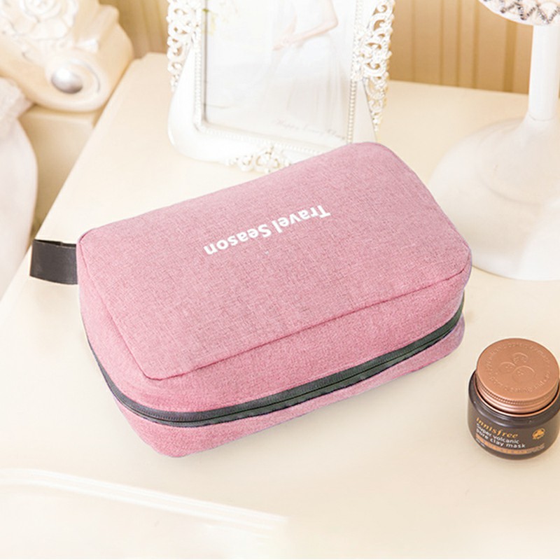 Ladies Mens Wash Bag Travel Toilet Bag Hanging Toiletries Makeup Cosmetic Bags - Pink