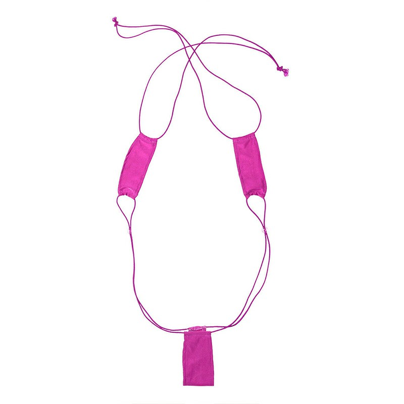 Lady Micro Bikini Swimwear G-String Bra and Thong Swimsuit - Hot Pink