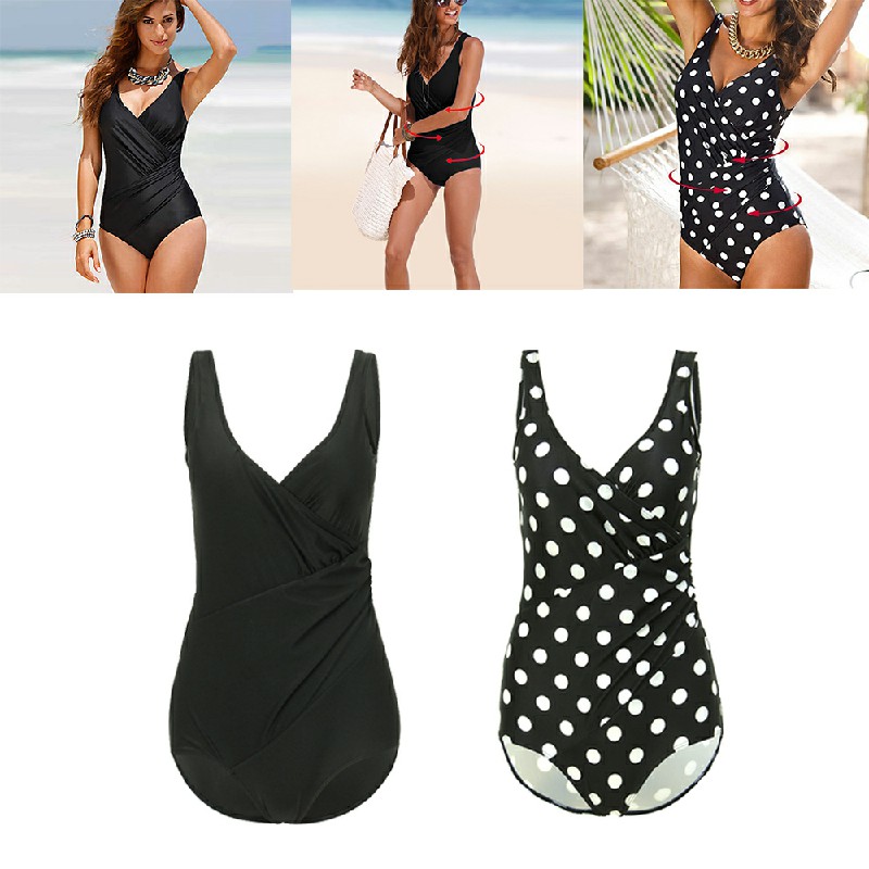 Lady Tummy Control Swimming Costume One Piece Bathing Swimwear Swimsuit - 4XL Black