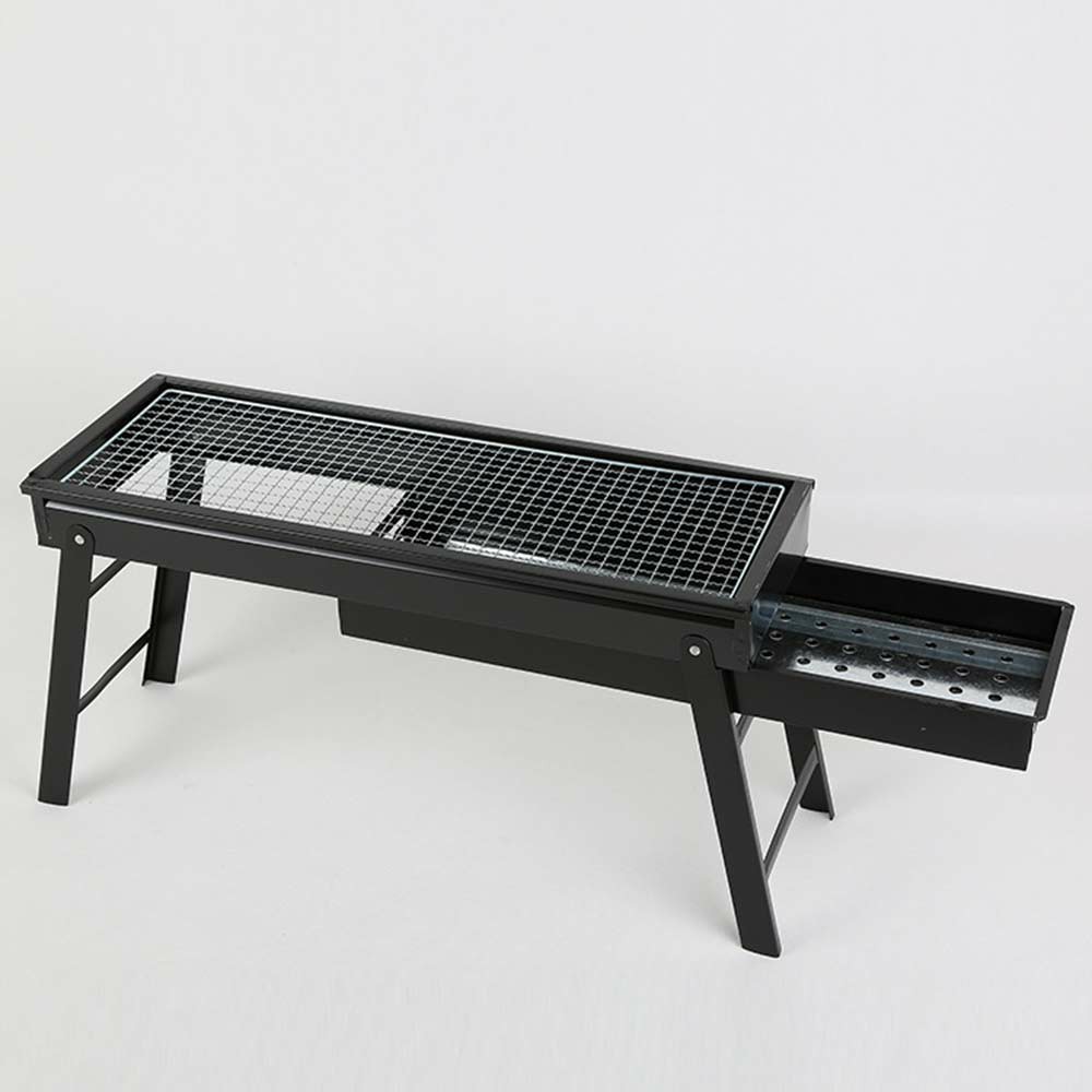 Large BBQ Steel Charcoal Barbecue Grill Collapsible Pullable Portable Outdoor Picnic Cooking Stove - Size L