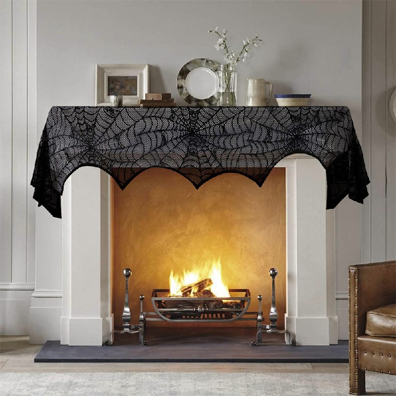 Large Black Lace Spider Cloth Design Halloween Fancy Dress Party Decoration