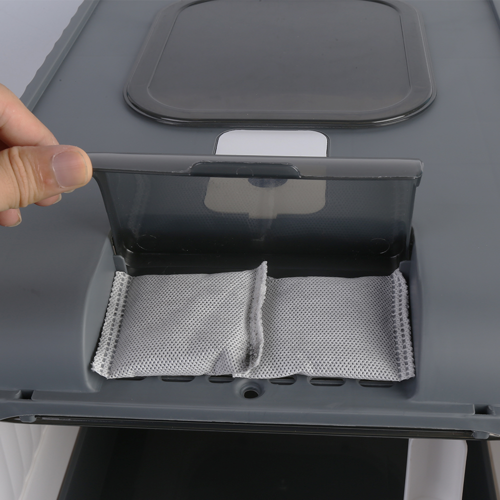 Large Cat Litter Box Anti-Splashing Cat Potty Tray Self Cleaning Pan Drawer Pet - Grey