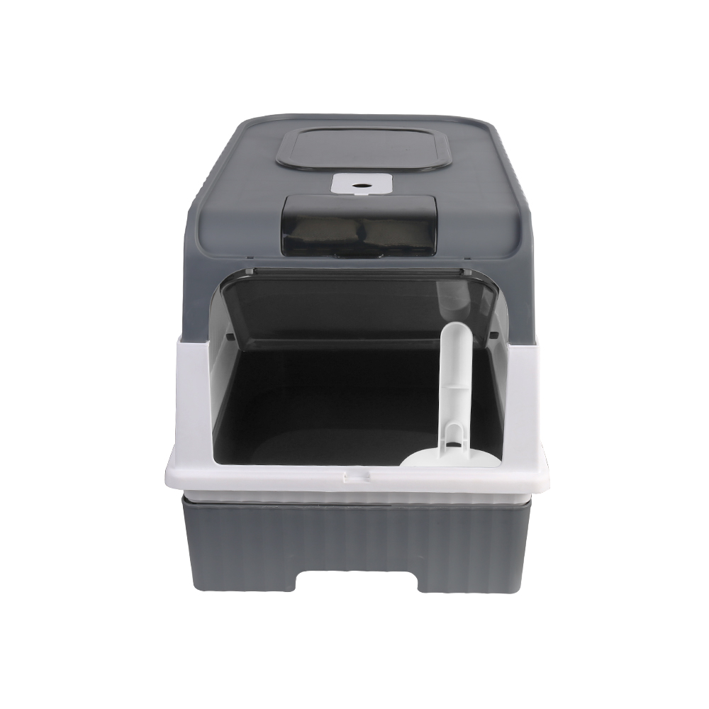 Large Cat Litter Box Anti-Splashing Cat Potty Tray Self Cleaning Pan Drawer Pet - Grey