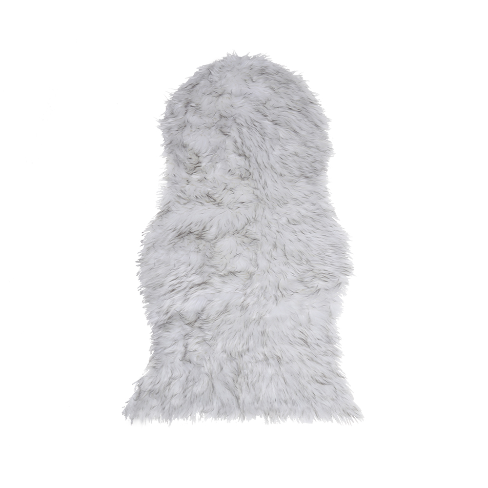 Large Faux Fur Sheepskin Rug Room Sofa Hairy Mat Fluffy Mat Shaggy Floor Carpet - White+Grey