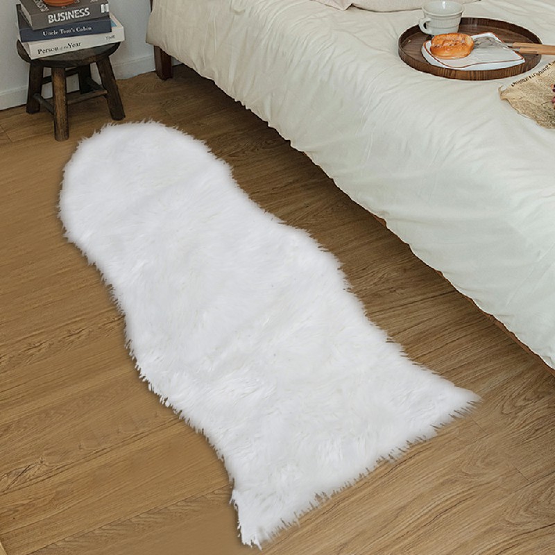 Large Faux Fur Sheepskin Rug Room Sofa Hairy Mat Fluffy Mat Shaggy Floor Carpet - White