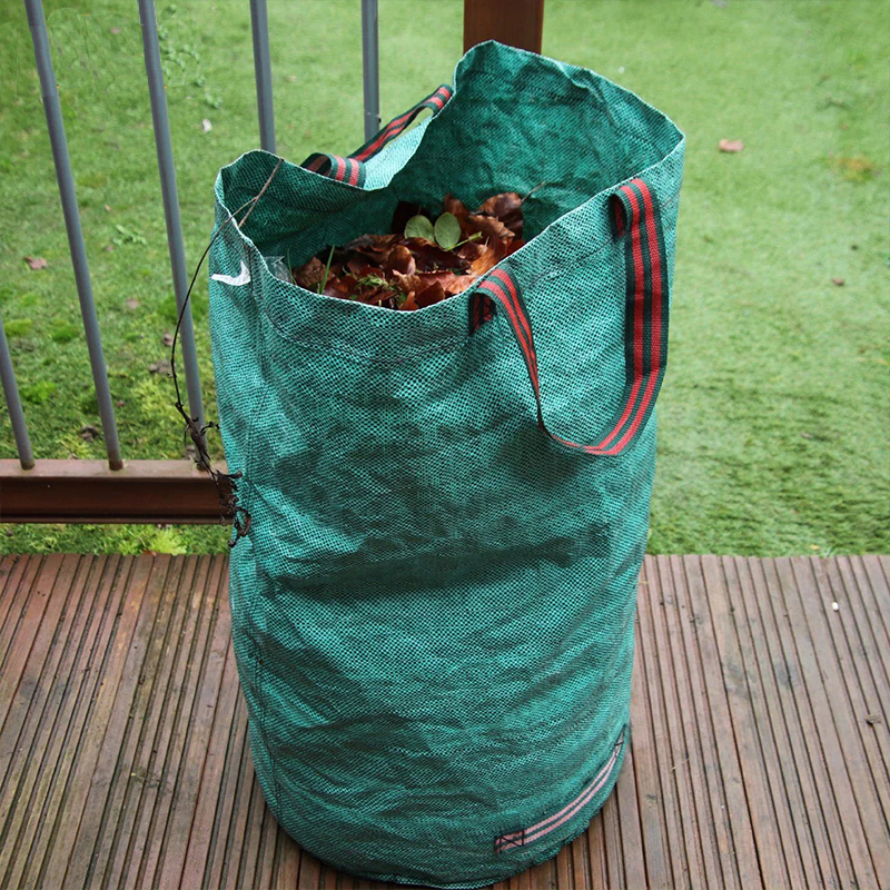 Large Garden Waste Bags with Zipper Leaf Waste Sacks with Handles Foldable and Reusable Green - 300 L