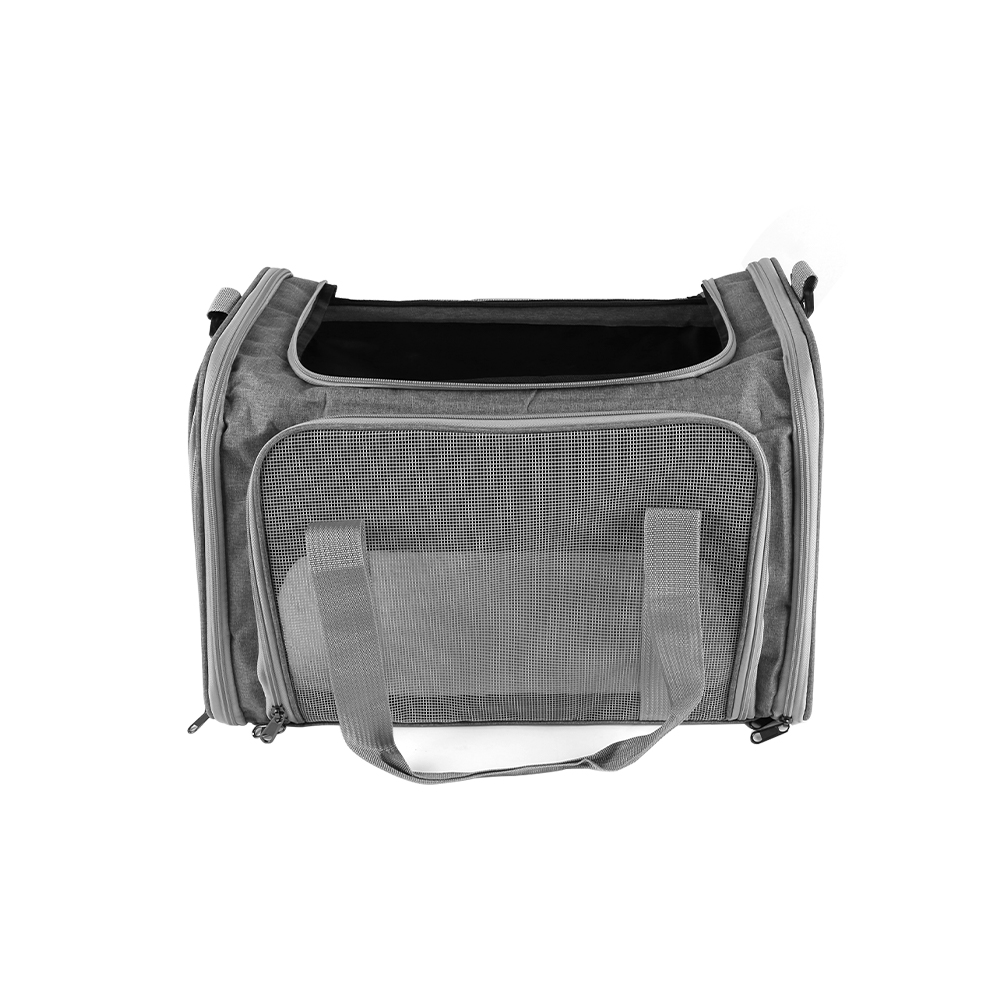 Large Pet Carrier Bag Soft Fabric Fold Portable Travel Puppy Cat Bag - Grey