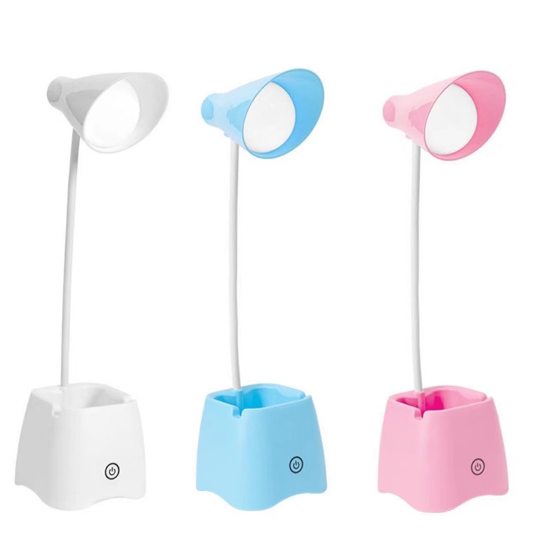 LED Desk Lamp with Pen Holder Phone Holder USB Rechargeable Reading Lamp Touch Control Foldable Study Light Random Color