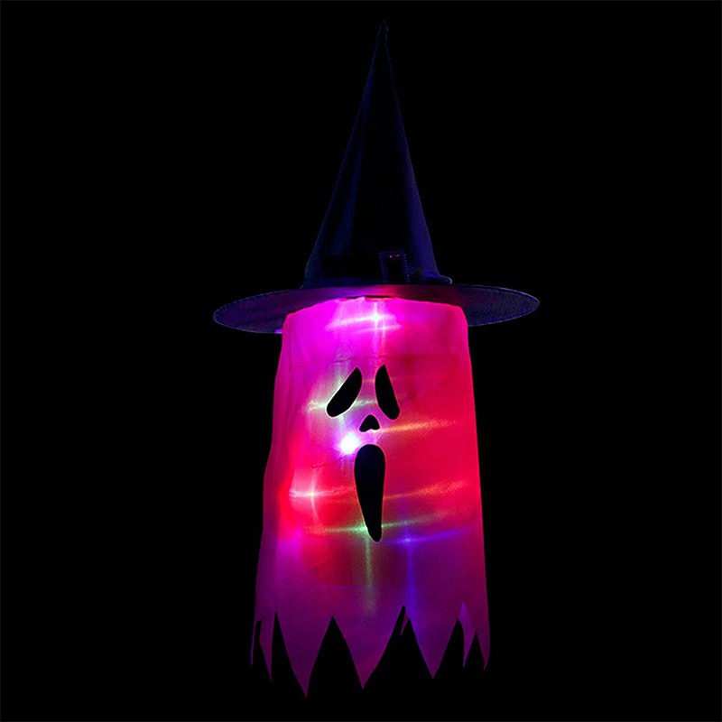 LED Light Ghost Windsock Halloween Decor Garden Decor Props Party Home Hanging - Hot Pink